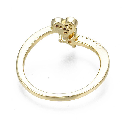Изысканное кольцо-манжета в форме сердца из кубического циркония, открытое кольцо из латуни для женщин, без никеля 
