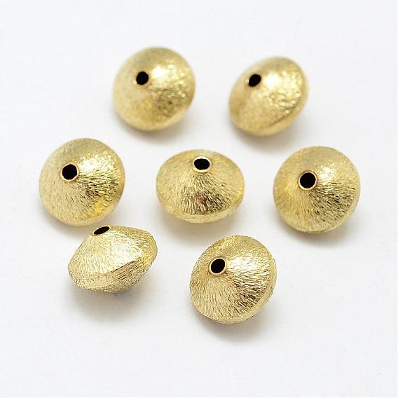 Brass Textured Beads, Bicone, Nickel Free