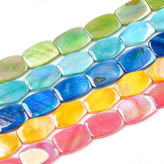 Brins de perles de coquille d'eau douce de couleur ab, teint, rectangle