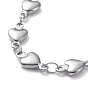 304 Stainless Steel Heart Link Chain Bracelets, with Steel Toggle Clasps