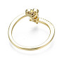 Exquisite Cubic Zirconia Heart Cuff Ring, Brass Open Ring for Women, Nickel Free