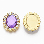 Alloy Cabochons, with Acrylic Rhinestone and Crystal Rhinestone, Faceted, Oval, Golden