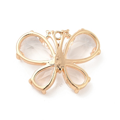 K 9 pendentifs en verre, avec trouvaille en laiton doré clair, breloques papillon à facettes