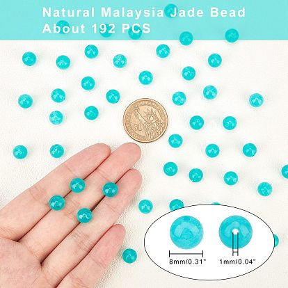 Brins de perles de jade de malaisie naturelle arricraft, teints et chauffée, perles rondes