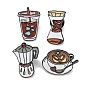 Coffee Theme Enamel Pins, Black Alloy Brooches for Backpack Clothes