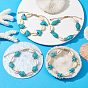 Bracelets de cheville en coquillages naturels et perles synthétiques tressées turquoise