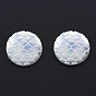 ABS Plastic Imitation Pearl Cabochons, AB Color Plated, Flat Round with Fish Scale Pattern