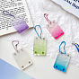 Mini porte-clés blocs de briques acryliques transparents de couleur dégradée, porte-clés cadre photo à ventouse magnétique avec chaînes à boules, rectangle