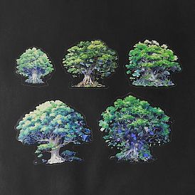 PET Tree Self Adhesive Decorative Stickers, Waterproof Glitter Decals for DIY Scrapbooking, Card Making