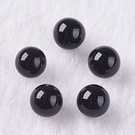Natural Black Onyx Beads, Gemstone Sphere, Undrilled/No Hole, Dyed, Round