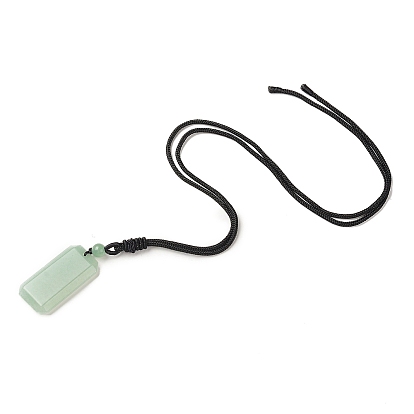 Natural & Synthetic Mixed Gemstone Rectangle Pendant Necklace with Nylon Cord for Women