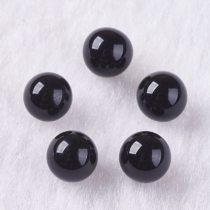 Perles d'onyx noir naturel, sphère de pierres précieuses, non percé / pas de trou, teint, ronde