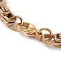 Vacuum Plating 304 Stainless Steel Byzantine Chain Bracelets, with Lobster Claw Clasps