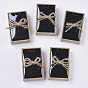 Cardboard Jewelry Boxes, for Ring, Necklace, Earring, with Transparent Lid, Hemp Rope Bowknot and Black Sponge Inside, Rectangle