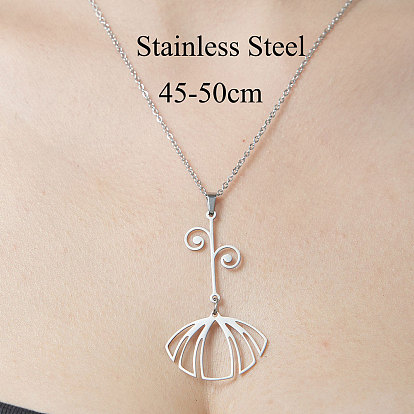 201 Stainless Steel Hollow Leaf Pendant Necklace