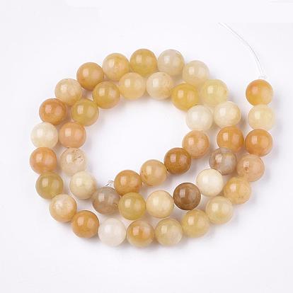 Topaze naturelles perles de jade de brins, ronde