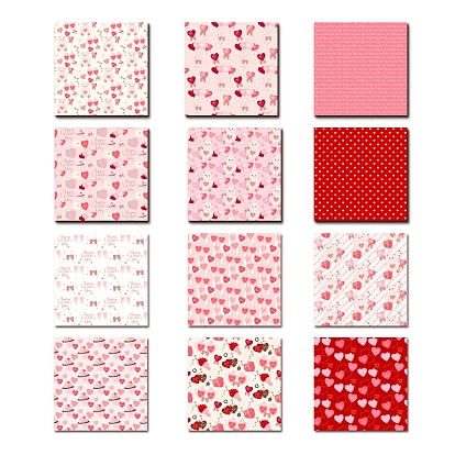 24 Sheets 12 Styles Valentine's Day Scrapbook Paper Pads, for DIY Album Scrapbook, Greeting Card, Background Paper, Diary Decorative, Heart/Stripe Pattern