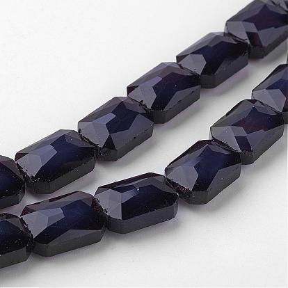 Glass Beads Strands, Faceted, Rectangle, Imitation Jade