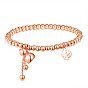 Bracelets à breloques en acier titane Shegrace, avec perles rondes et chaînes câblées, gourde et plat rond avec caractère chinois fu