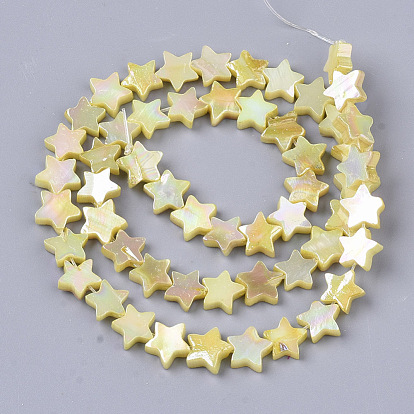 Пресноводных оболочки бисер нитей, с покрытием AB цвета, окрашенные, звезда