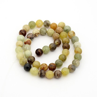 Natural Xiuyan Jade Round Bead Strands