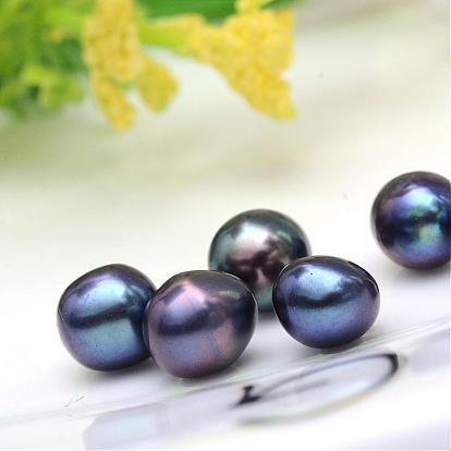 Culture des perles perles d'eau douce naturelles, demi-percés perles, riz, mélangé teint et non teint, 6~8x6~7mm, demi-trou: 0.8 mm