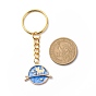 4Pcs Moon Star Planet Enamel Pendant Keychain, with Alloy Findings