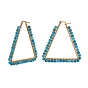 201 Stainless Steel Hoop Earrings, with Natural Gemstones, Triangle