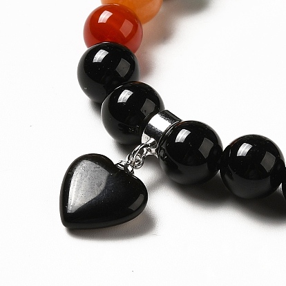 Bracelets de charme de perles de pierres précieuses pour les femmes, avec des résultats d'alliage et de laiton, cœur