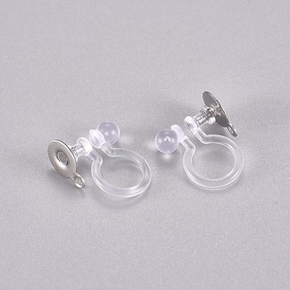 304 découverte de boucles d'oreilles à clips en acier inoxydable et en plastique