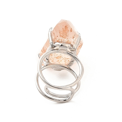 Кольцо-манжета с самородками драгоценных камней, необработанное грубое кольцо, украшения из латуни с платиновым покрытием для женщин