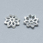 925 Sterling Silver Bead Caps, Flower, 8-Petal