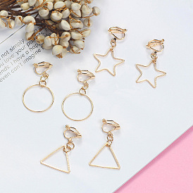 Geometric Triangle Circle Star Ear Clips for Women, Fashionable and Chic Non-Pierced Earrings