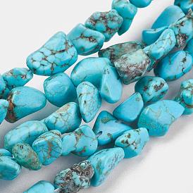 Natural Magnesite Beads Strands, Dyed & Heated, Chip, 6~12x6~18x4~8mm, Hole: 1mm, about 45pcs/strand, 15.75 inch