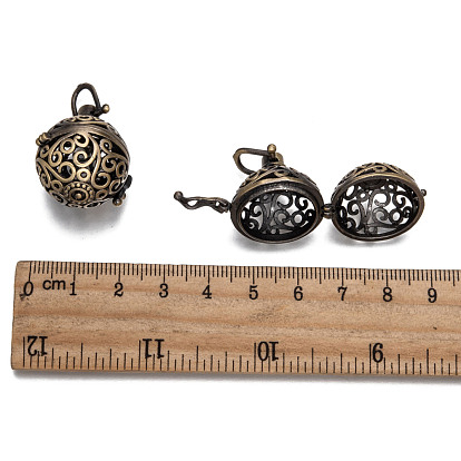 Латунные полые круглые подвески, для ожерелья, без свинца, без никеля и без кадмия, 28x22 мм, отверстие : 6x5 мм