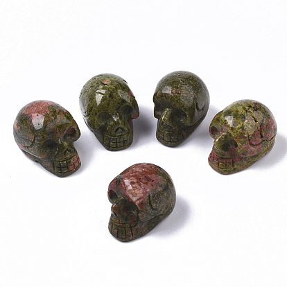 Perles de pierres précieuses naturelles d'halloween, pas de trous / non percés, crane