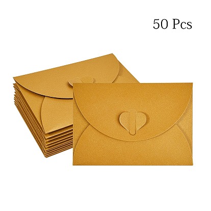 Retro Colored Pearl Blank Mini Paper Envelopes, Wedding Party Invitation Envelope, DIY Gift Envelope, Heart Closure Envelopes, Rectangle