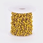 Stainless Steel Satellite Chains, with Enamel Beads and Spool, Soldered, Long-Lasting Plated, Flat Round, Golden
