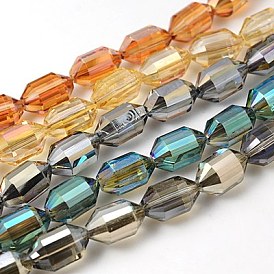 Electroplated Glass Beads, Rainbow Plated, Faceted, Lantern, 16x10mm, Hole: 1mm
