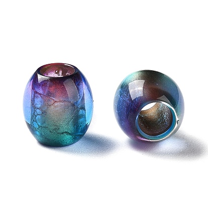 Perles acryliques peintes, avec de la poudre de paillettes, ovale