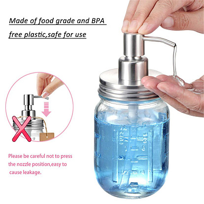 BENECREAT Mason Jar Liquid Soap Dispenser Lids Rust Proof Stainless Steel Lids with Sticker Labels, Pine Wood Pendants and Elastic Cord for Hand Soap, Dish Soap, Lotions