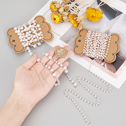 Superfindings 2m plastique ABS & 4m chaînes de perles acryliques, avec les accessoires en laiton, non soudée, avec bobine, or et de lumière