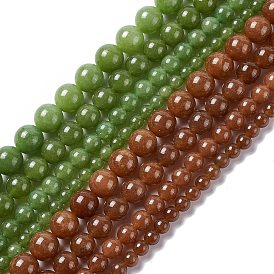 Natural Jade Beads Strands, Dyed, Round