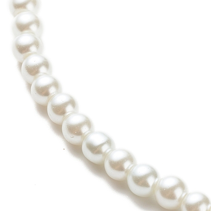 Collar de cuentas redondas de perlas de vidrio para mujer