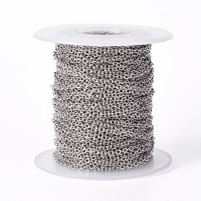 304 Stainless Steel Cable Chain, Soldered, with Spool, Oval