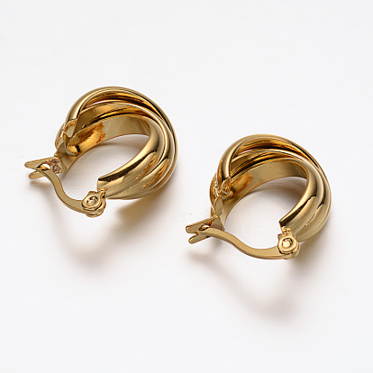Oval 304 Stainless Steel Triple Hoop Earrings, Hypoallergenic Earrings, 19x15x8mm, Pin: 1x0.5mm