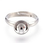 Adjustable 304 Stainless Steel Finger Rings Components, with 201 Stainless Steel Tray