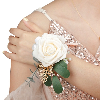 Silk Cloth Imitation Flower Wrist Corsage, Hand Flower for Bride or Bridesmaid, Wedding, Party Decorations