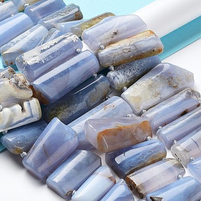 Natural Blue Lace Agate Beads Strands, Rectangle