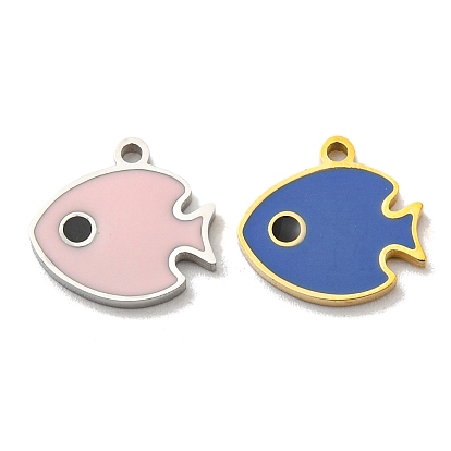 304 Stainless Steel Charms, with Enamel, Fish Charms